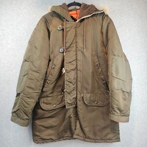 CAMPUS Snorkel Parka Mens 40 Brown N-3B Military Style Faux Fur Hood Vintage